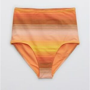 Aerie Orange and Yellow Striped Bikini Bottom Size M